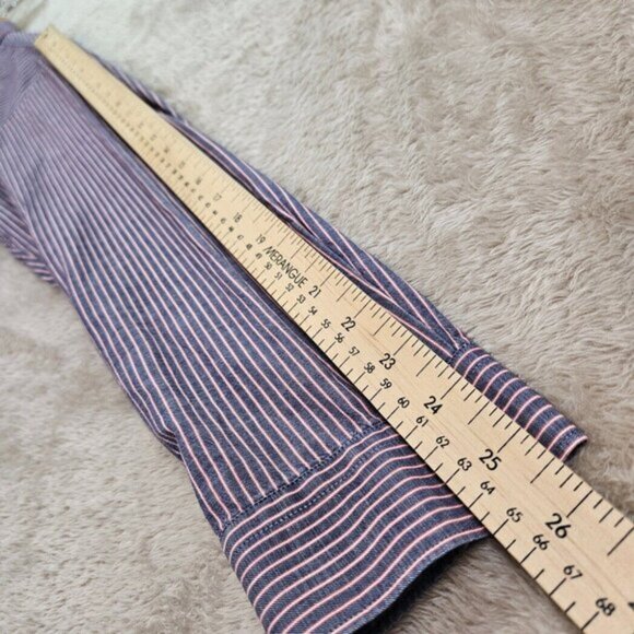 Barbour Shirt Long Sleeve Button-Up Purple Stripe Cotton Casual Classic Size L - Picture 6 of 10